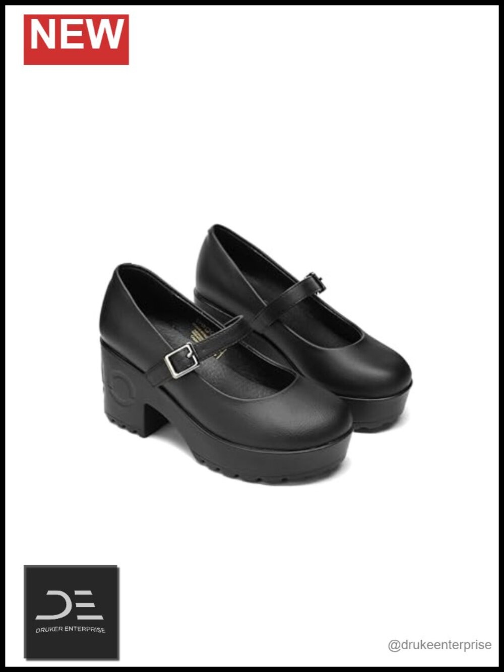 Platform Mary Jane Shoes Chunky Heel Pumps Vegan Grape Leather